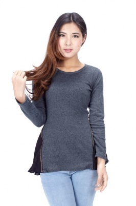 blusa de estilo elegante y europeo de color gris