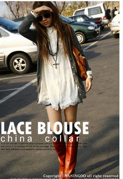 Blusa Larga Color en blanco Estilo coreano se vende bien