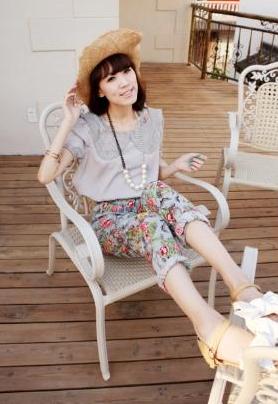 Sweet Hollow-out Lapel Chiffon Blouse Light Grey 