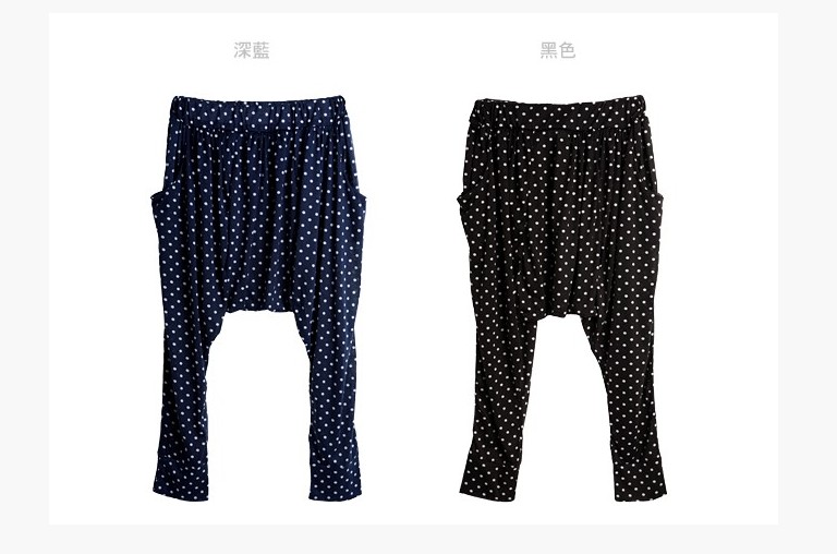 High Quality Leisure Dots Harem Pants Blue