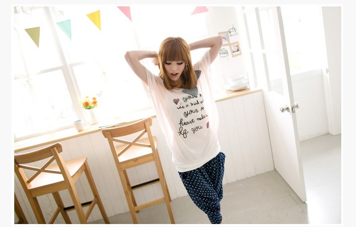 High Quality Leisure Dots Harem Pants Blue