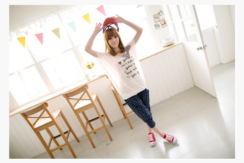 High Quality Leisure Dots Harem Pants Blue