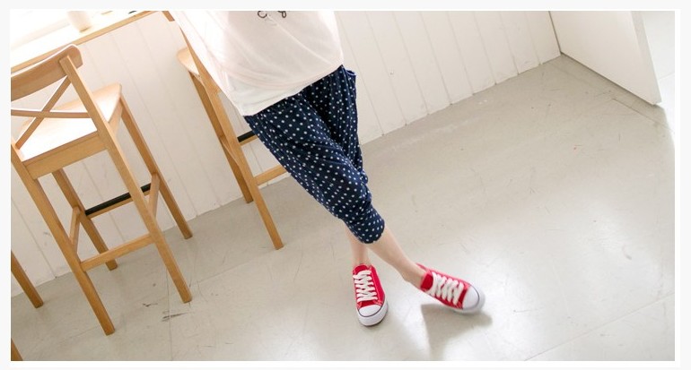 High Quality Leisure Dots Harem Pants Blue