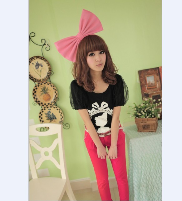 Sweet Candy Color Dots Embellished Harem Pants With Belt Rose