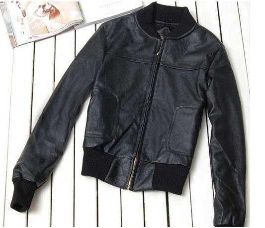 chaqueta de PU estilo elegante de color negro se vende bien