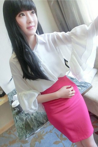 Fashion Lapel Horn Sleeve Half Sleeve Chiffon Coat White