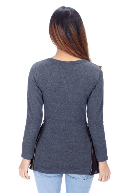 blusa de estilo elegante y europeo de color gris