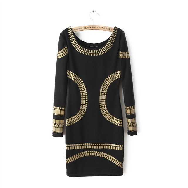 vestido de estilo sexy de color negro con dorado  vende bien