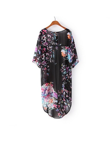 blusa de estilo europeo de color negro floral