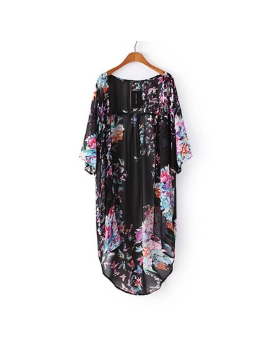 blusa de estilo europeo de color negro floral